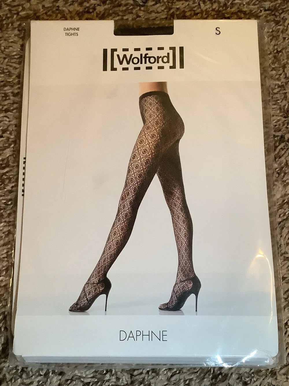 Wolford Daphne tights, ornamental pattern, color black, size: S